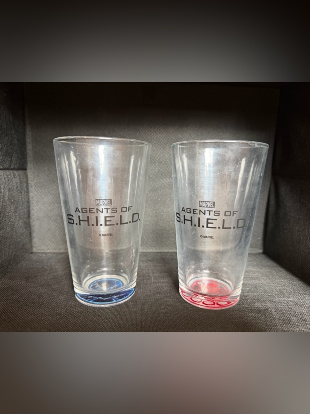 Marvel Agents of S.H.I.E.L.D. Pint Glasses with S.H.I.E.L.D. & Hydra Bases